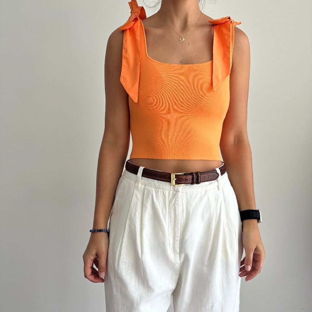 NWT House of Harlow x Revolve orange bow tie knit top